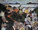 Egon Schiele Summer Landscape_ Krumau painting